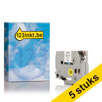 Aanbieding: 123inkt huismerk vervangt 5x Brother HSe-231 krimpkous tape zwart op wit 12 mm HSE231C 650639
