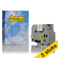 Aanbieding: 123inkt huismerk vervangt 5x Brother TZe-251 tape zwart op wit 24 mm TZe251C 650521