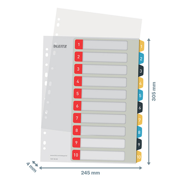 Leitz Cosy bedrukbare platic tabbladen A4 met 10 tabs (11-gaats) 12470000 226367 - 3